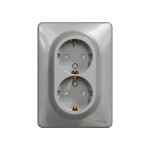 Розетка двойная 2P+E с заземл.Schneider Sedna Design Алюминий