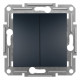 Перемикач Schneider Electric Asfora Plus 2-клавішний прохідний антрацит