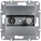 Розетка Schneider Electric Asfora Plus TV-SAT кінцева (1 дБ) сталь