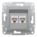 Розетка Schneider Electric Asfora Plus компьютерная двойная RJ45 кат. 5е UTP алюминий