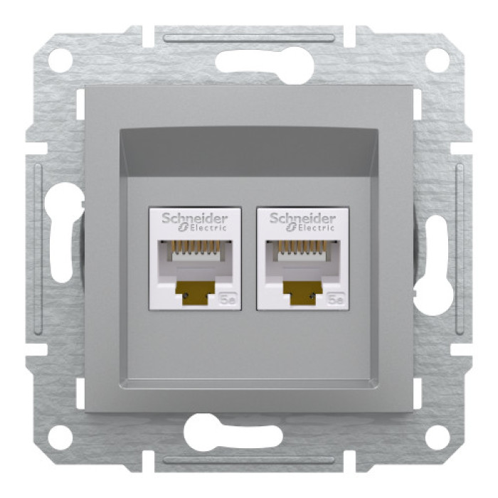 Розетка Schneider Electric Asfora Plus компьютерная двойная RJ45 кат. 5е UTP алюминий