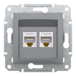 Розетка Schneider Electric Asfora Plus компьютерная двойная RJ45 кат. 5е UTP сталь