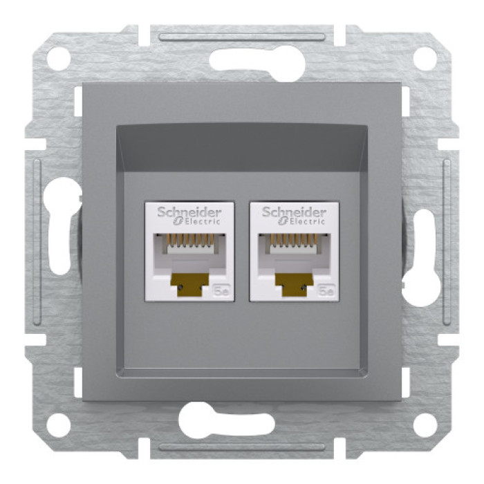 Розетка Schneider Electric Asfora Plus компьютерная двойная RJ45 кат. 5е UTP сталь
