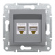 Розетка Schneider Electric Asfora Plus компьютерная двойная RJ45 кат. 5е UTP сталь
