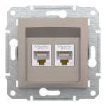 Розетка Schneider Electric Asfora Plus компьютерная RJ45 двойная кат. 5е UTP бронза