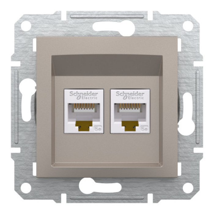 Розетка Schneider Electric Asfora Plus компьютерная RJ45 двойная кат. 5е UTP бронза