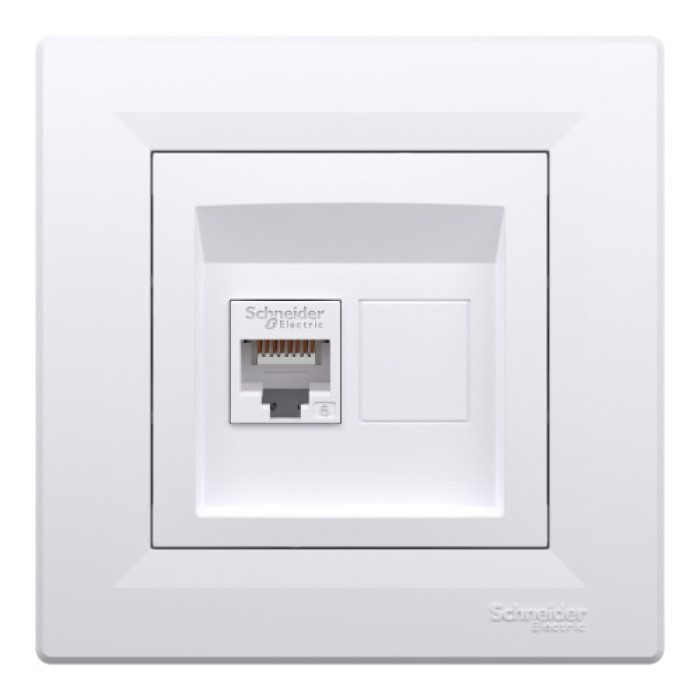 Розетка Schneider Electric Asfora комп'ютерна RJ45 кат. 6 UTP біла