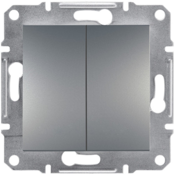 Вимикач Schneider Electric Asfora Plus 2-клавішний сталь