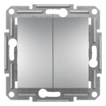 Переключатель Schneider Electric Asfora Plus 2-клавишный проходной алюминий