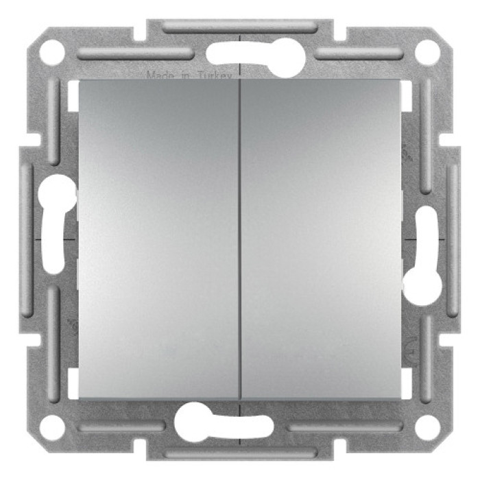 Переключатель Schneider Electric Asfora Plus 2-клавишный проходной алюминий
