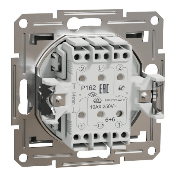Переключатель Schneider Electric Asfora Plus 2-клавишный проходной алюминий
