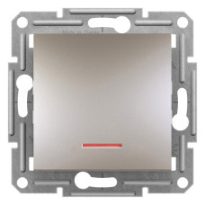 Перемикач Schneider Electric Asfora Plus 1-клавішний прохідний з підсвіткою бронза