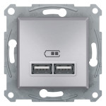 Розетка Schneider Electric Asfora Plus 2xUSB 2.1А алюминий