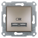 Розетка Schneider Electric Asfora Plus 2xUSB 2.1А бронза