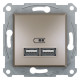 Розетка Schneider Electric Asfora Plus 2xUSB 2.1А бронза