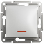 Выключатель Schneider Electric Asfora Plus 1-клавишный с подсветкой алюминий