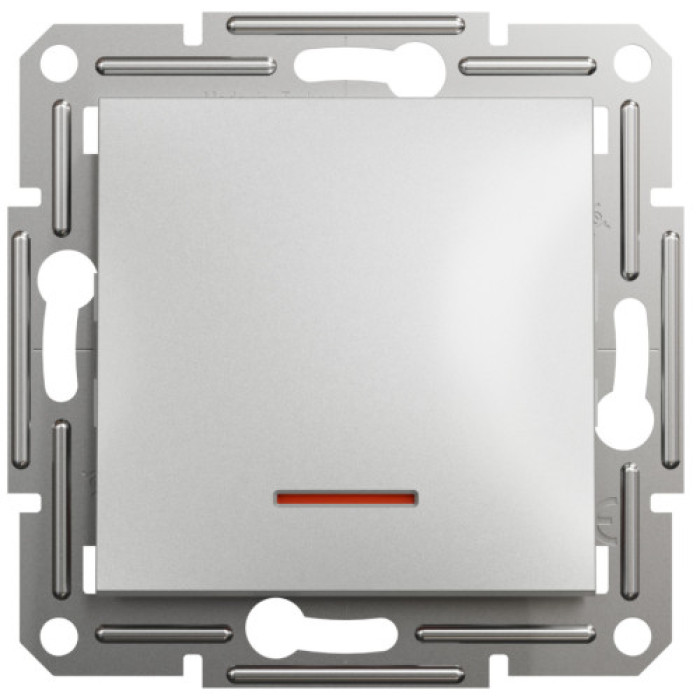 Выключатель Schneider Electric Asfora Plus 1-клавишный с подсветкой алюминий