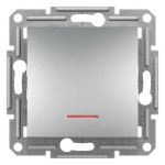 Перемикач Schneider Electric Asfora Plus 1-клавішний прохідний з підсвіткою алюміній