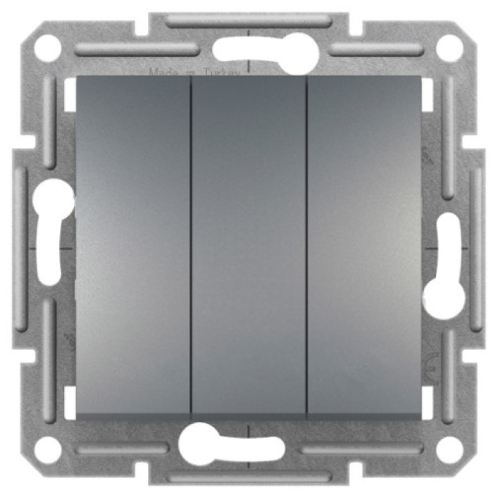 Вимикач Schneider Electric Asfora 3-клавішний сталь