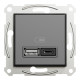 Розетка Schneider Electric Asfora Plus 2xUSB A+C 3А 21 Вт антрацит