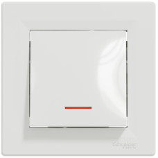 Переключатель Schneider Electric Asfora 1-клавишный проходной с подсветкой белый