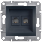 Розетка Schneider Electric Asfora Plus телефонна подвійна RJ11 антрацит