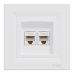 Розетка Schneider Electric Asfora комп'ютерна подвійна RJ45 кат.5е UTP біла