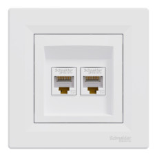 Розетка Schneider Electric Asfora комп'ютерна подвійна RJ45 кат.5е UTP біла