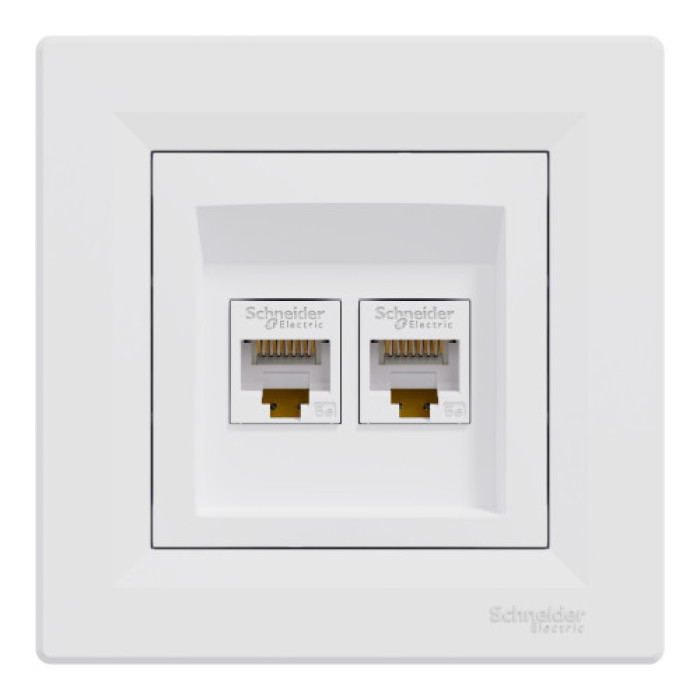 Розетка Schneider Electric Asfora компьютерная двойная RJ45 кат.5е UTP белая