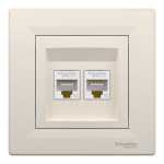 Розетка Schneider Electric Asfora компьютерная двойная RJ45 кат. 5е UTP кремовый