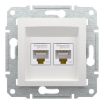 Комп'ютерна розетка RJ45 подвійна UTP cat.5e Schneider Electric Asfora без рамки біла