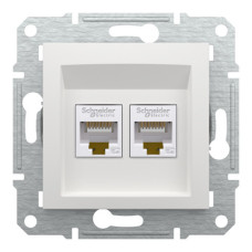 Компьютерная розетка RJ45 двойная UTP cat.5e Schneider Electric Asfora без рамки белая