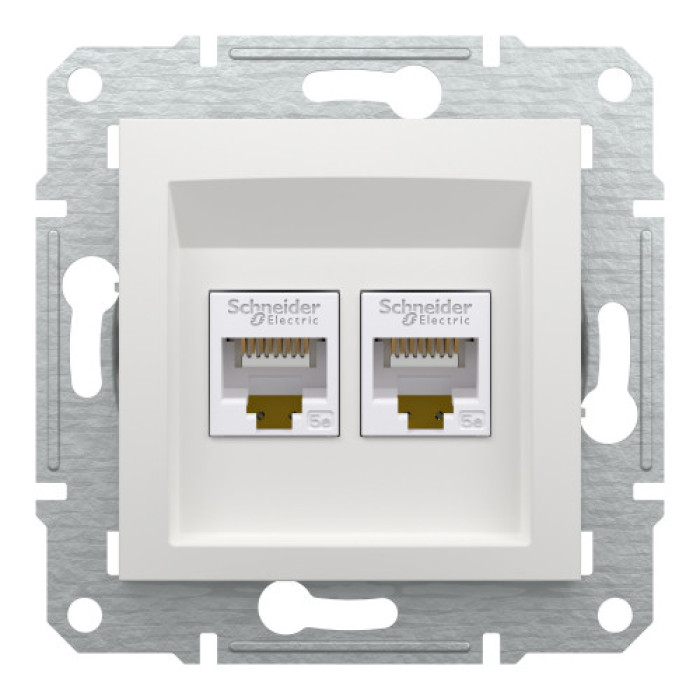 Комп'ютерна розетка RJ45 подвійна UTP cat.5e Schneider Electric Asfora без рамки біла