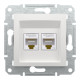 Комп'ютерна розетка RJ45 подвійна UTP cat.5e Schneider Electric Asfora без рамки біла
