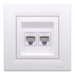Розетка Schneider Electric Asfora компьютерная RJ45 кат. 6 UTP двойная белая