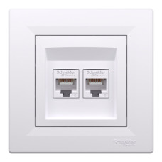 Розетка Schneider Electric Asfora компьютерная RJ45 кат. 6 UTP двойная белая