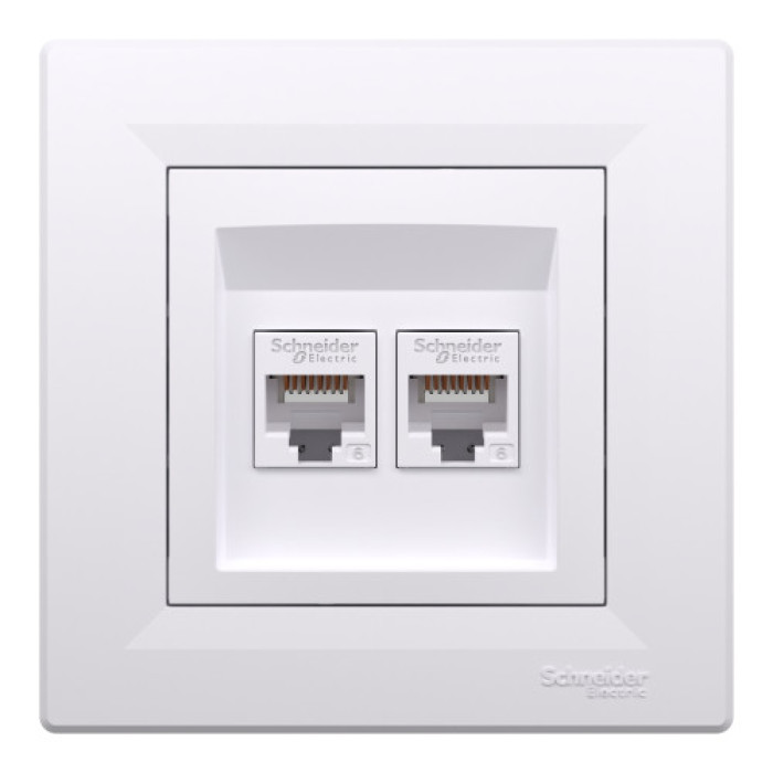 Розетка Schneider Electric Asfora комп'ютерна RJ45 кат. 6 UTP подвійна біла
