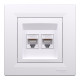 Розетка Schneider Electric Asfora комп'ютерна RJ45 кат. 6 UTP подвійна біла