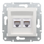 Комп'ютерна розетка RJ45 подвійна UTP cat.6 Schneider Electric Asfora без рамки біла