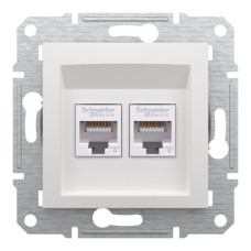 Компьютерная розетка RJ45 двойная UTP cat.6 Schneider Electric Asfora без рамки белая