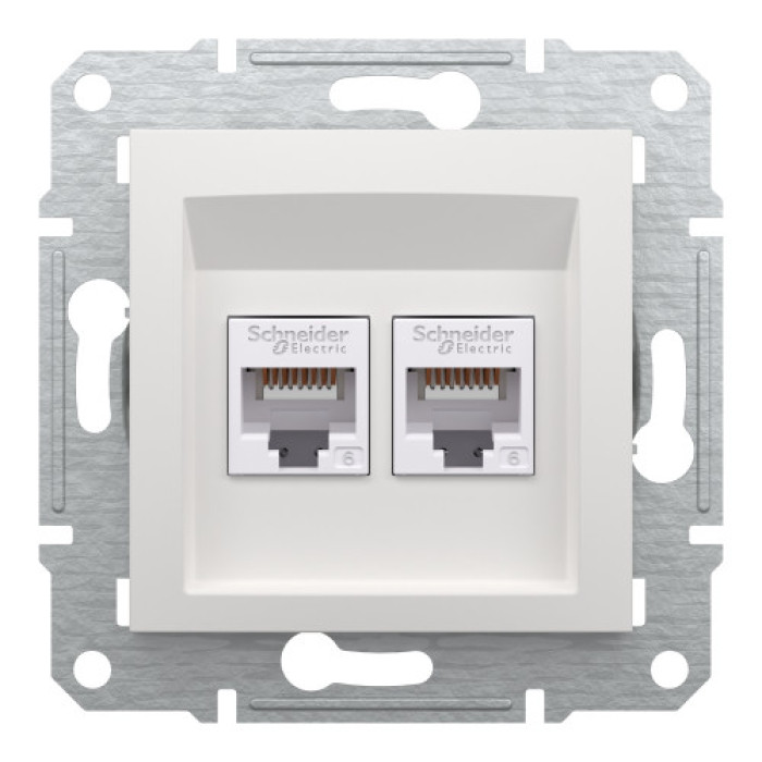 Комп'ютерна розетка RJ45 подвійна UTP cat.6 Schneider Electric Asfora без рамки біла