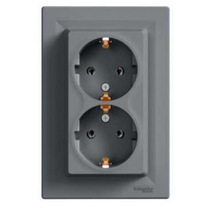 Розетка Schneider Electric Asfora Plus двойная с заземлением сталь