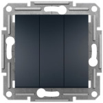 Вимикач Schneider Electric Asfora 3-клавішний антрацит