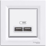 Розетка Schneider Electric Asfora 2xUSB 2.1А біла