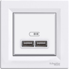 Розетка Schneider Electric Asfora 2xUSB 2.1А белая