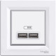 Розетка Schneider Electric Asfora 2xUSB 2.1А біла