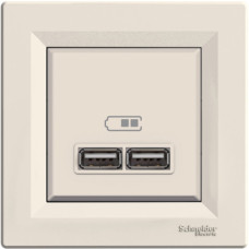 Розетка Schneider Electric Asfora 2xUSB 2.1А кремовый