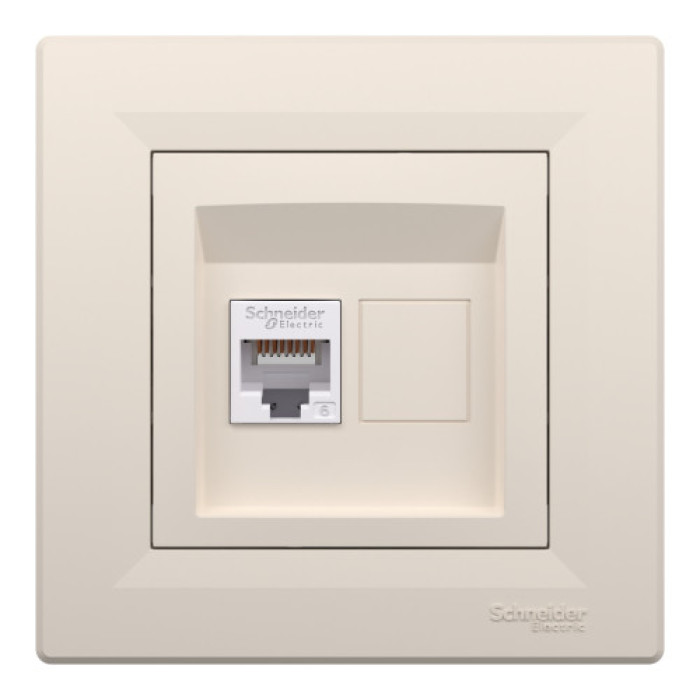 Розетка Schneider Electric Asfora комп'ютерна RJ45 кат. 6 UTP кремовий