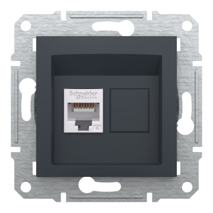 Розетка Schneider Electric Asfora Plus комп'ютерна RJ45 кат. 6 UTP антрацит