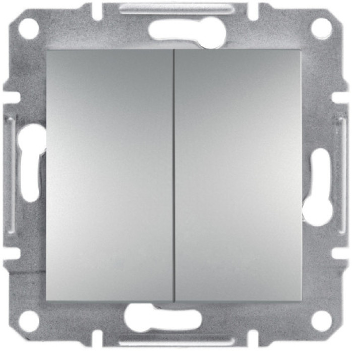 Вимикач Schneider Electric Asfora Plus 2-клавішний алюміній